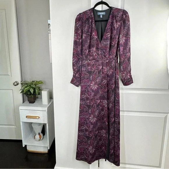 New ModCloth Brilliant Botanica Maxi Dress size Small NWT Purple Long Wrap Style - Picture 1 of 9